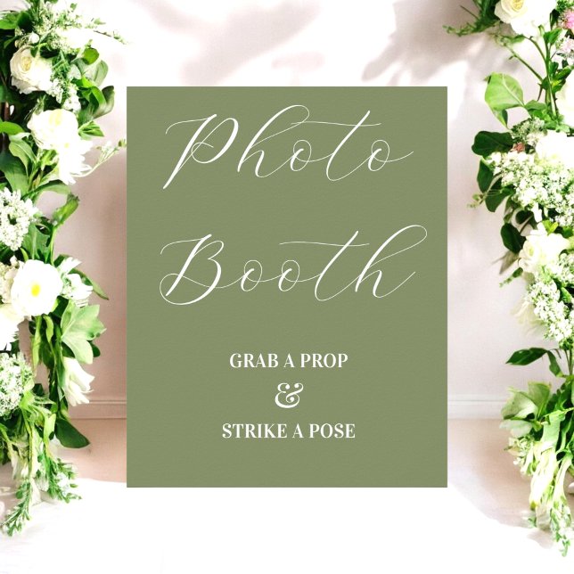 Poster Sinal de Foto Booth Casamento Verde Salvia  (Criador carregado)