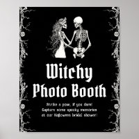 Sinal de Foto Booth do Skeleton Witchy do Hallowee