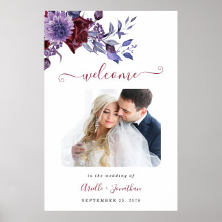 Poster Sinal de Foto de Boas-Vindas de Casamento Floral R