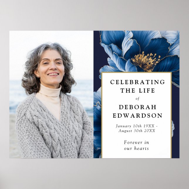 Poster Sinal de Foto de Celebração de Vida de Funeral Flo (Frente)