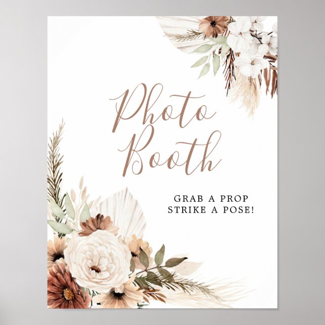 Poster Sinal de Fotografia de Grama Pampas Boho Bege Eleg (Frente)