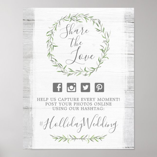 Póster Sinal de Fotografia do Casamento de Madeira e Wrea (Frente)