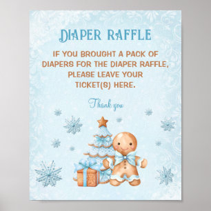 Poster Sinal de Fralda Chá de fraldas Azul Raffle