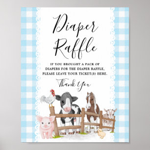 Poster Sinal de Fralda Chá de fraldas Raffle fazenda Coun
