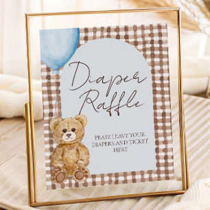 Poster Sinal de Fralda de Chá de fraldas do Urso Azul