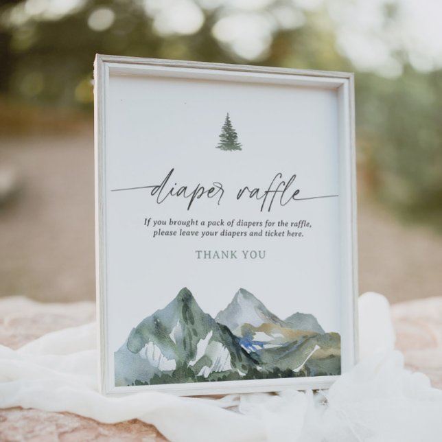 Poster Sinal de Fralda de Chá de fraldas Raffle do Mounta (Criador carregado)