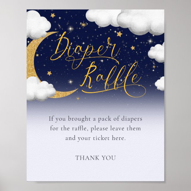 Poster Sinal de Fralda de Estrelas Brilhante - Chá de fra (Frente)