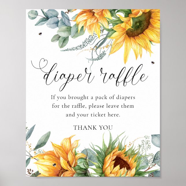 Poster Sinal de Fralda de girassol Raffle (Frente)