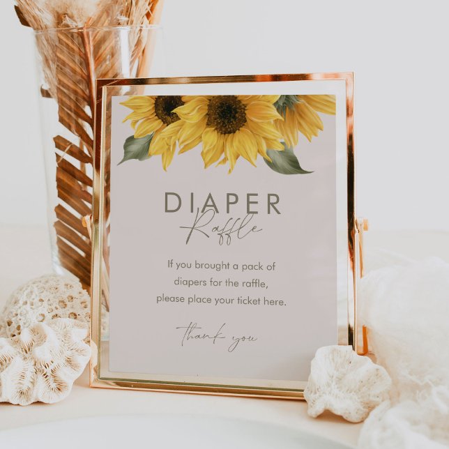 Poster Sinal de Fralda de girassol Sinal de Raffle (Criador carregado)