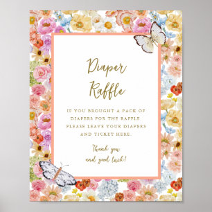 Poster Sinal de Fralda Raffle de Verão Luxe Floral Bloom 