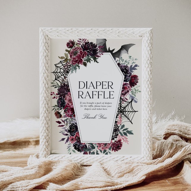 Poster Sinal de Fralda Raffle do Chá de fraldas do Hallow (Criador carregado)