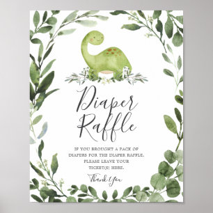 Poster Sinal de Fralda Raffle do Dinossauro