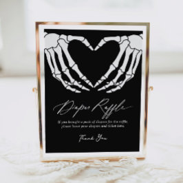 Poster Sinal de Fralda Raffle do Skeleton Halloween