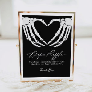 Poster Sinal de Fralda Raffle do Skeleton Halloween