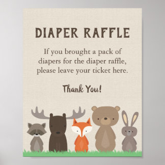 Poster Sinal de Fralda Raffle do Woodland