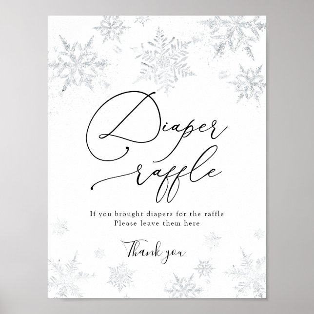 Poster Sinal de Fralda Raffle em floco de neve (Frente)