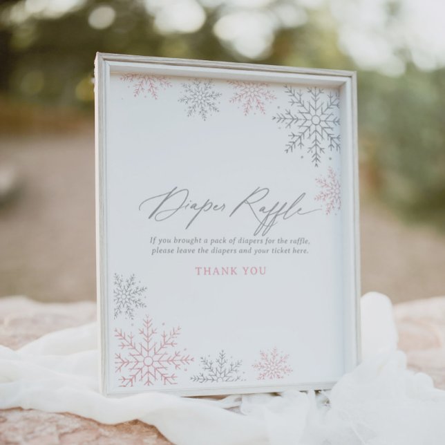 Poster Sinal de Fralda Raffle, Floco de Neve Rosa (Criador carregado)