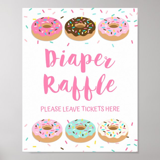 Poster Sinal de fralda Raffle Rosquinha Rosa Sprinkle Sin (Frente)