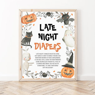 Poster Sinal de Fraldas Noturnas de Chá de fraldas Bonito