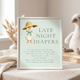 Poster Sinal de Fraldas Noturnas Silly Goose Sage para Ch