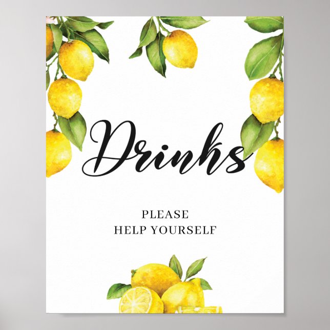 Poster Sinal de Frutas de Verão de Aquarela (Frente)