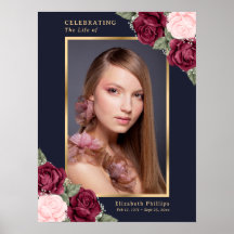 Sinal de Funeral Celebração de Vida Foto Azul Verm