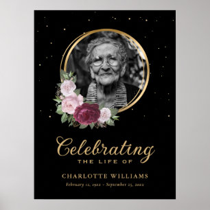 Poster Sinal de Funeral de Celebração de Vida Floral Pers