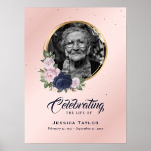 Poster Sinal de Funeral de Celebração de Vida Floral Pers
