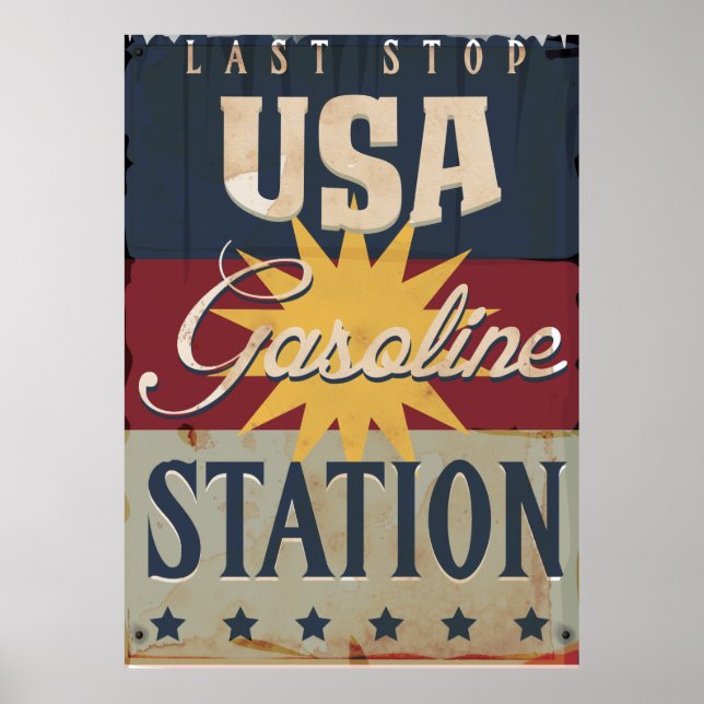 Póster Sinal de Gasolina Antiga (Frente)