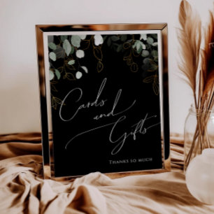 Poster Sinal de Gift e Cartões Pretos Dourados Cinza Whim