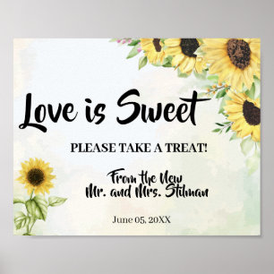 Poster Sinal de Girassóis de Casamento Chá de Noiva Leve