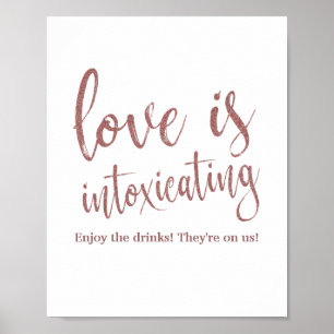 Poster Sinal de Glitter Rosa Dourado Intoxicante de Amor 