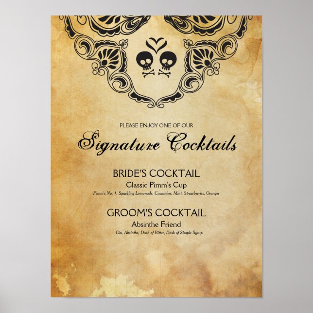 Poster Sinal de gótico Signature Cocktail Halloween (Frente)