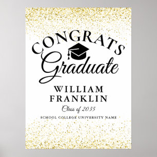 Poster Sinal de graduação moderna Glitter Dourado Elegant