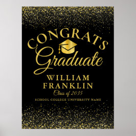 Poster Sinal de Graduação Moderna, Preto E Dourado