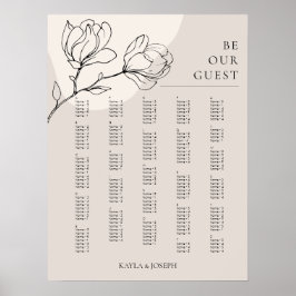 Poster Sinal de gráfico de assento alfabético da flor de 