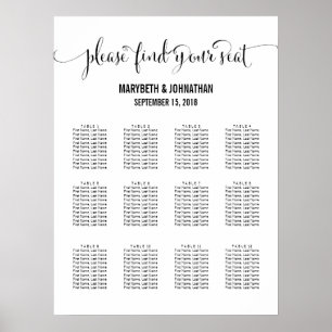 Poster Sinal de Gráfico de Assentos de Casamento de Scrip