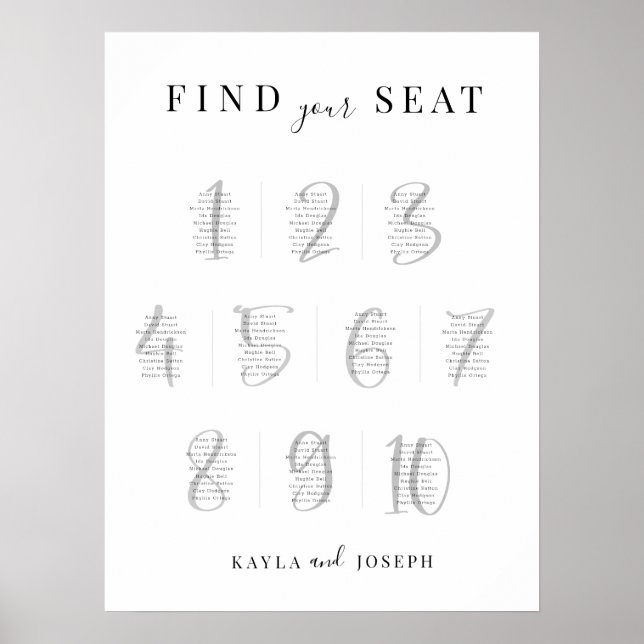Poster Sinal de Gráfico de Assentos de Casamento Simples  (Frente)