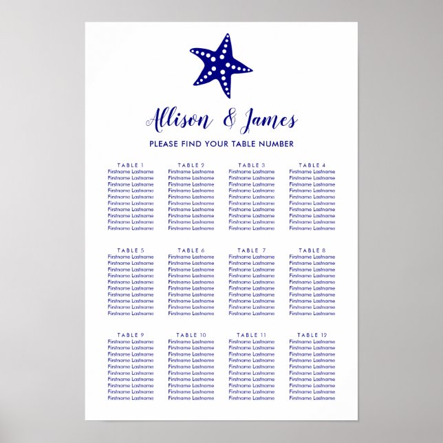 Poster Sinal de Gráfico de Casamento de Peixe Estrelado M (Frente)