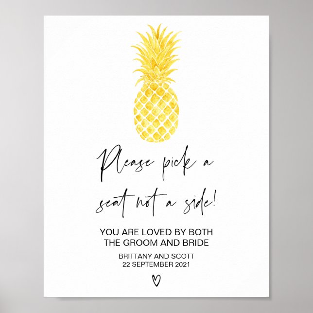 Poster Sinal de Gráfico de Casamento de Praia Tropical (Frente)