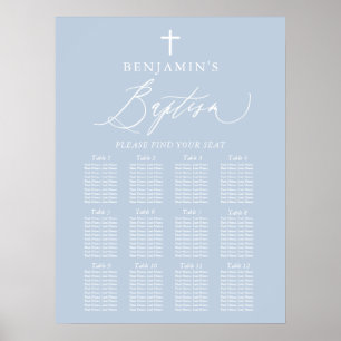 Poster Sinal de Gráfico Sentado de Batismo de Menino Azul