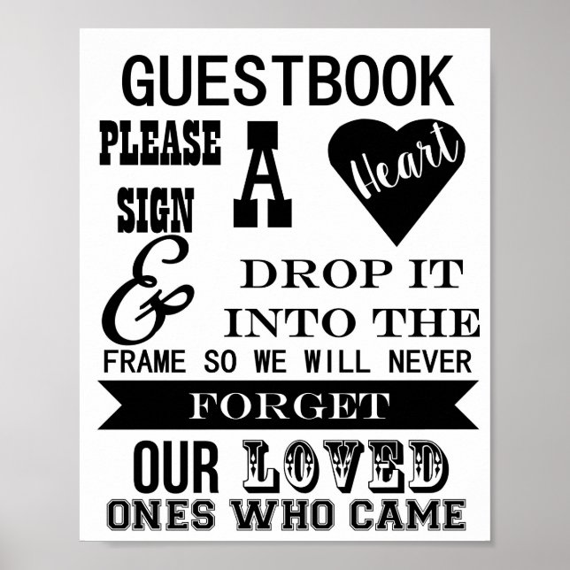 Póster Sinal de Guestbook Assinar uma mesa de casamento c (Frente)