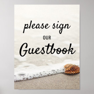 Poster Sinal de Guestbook Beach Waves