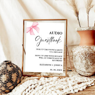 Poster Sinal de Guestbook de Áudio de Casamento de Arco R