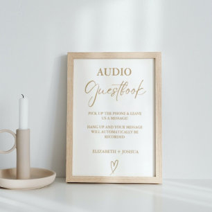 Poster Sinal de Guestbook de Áudio Dourado Minimalista Mo