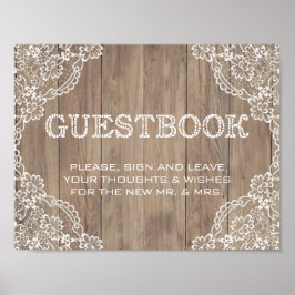 Poster Sinal de Guestbook de Casamento com Velho Barn