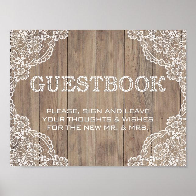 Poster Sinal de Guestbook de Casamento com Velho Barn (Frente)