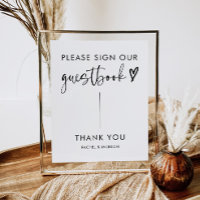 Sinal de Guestbook de Casamento de Script Modern B