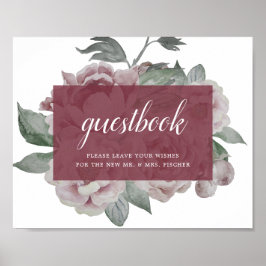 Poster Sinal de Guestbook de Casamento do Jardim Inglês M