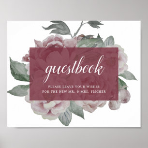 Poster Sinal de Guestbook de Casamento do Jardim Inglês M